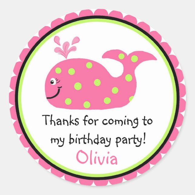 Whale BIrthday Stickers (Front)