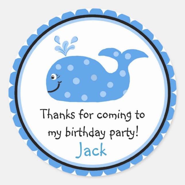 Whale BIrthday Stickers (Front)