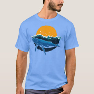 Whale Black Orca Ocean Swiming Sunrise T-Shirt