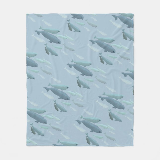 Whale Blanket Beluga Whale Art Fleece Blankets (Front)
