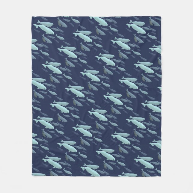 Whale Blanket Beluga Whale Art Fleece Blankets (Front)