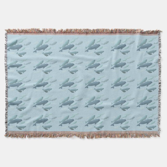 Whale Blanket Beluga Whale Art Throw Blankets (Front)