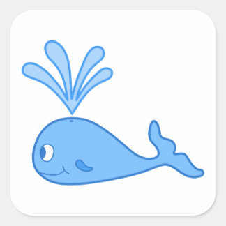 Whale, Blue. Square Sticker