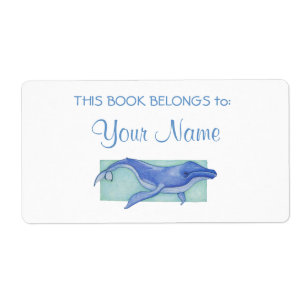Whale Bookplate Sticker Label