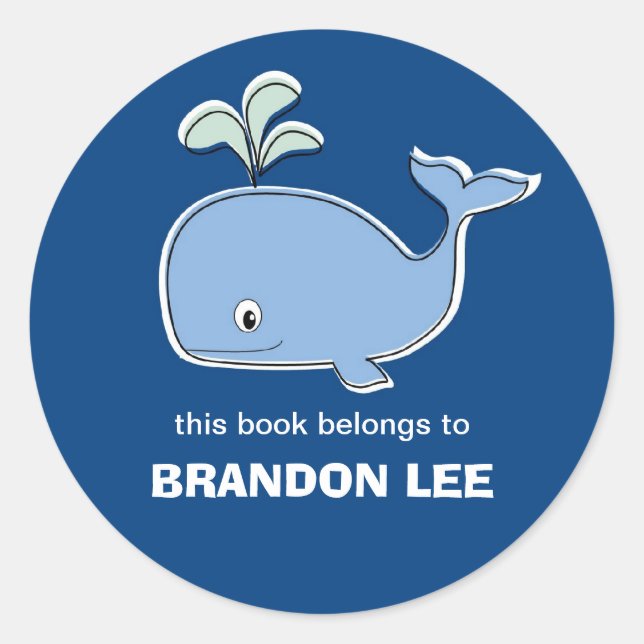 Whale Bookplates, BB Classic Round Sticker (Front)
