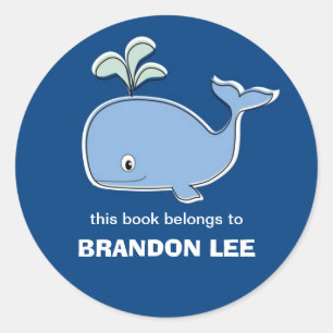 Whale Bookplates, BB Classic Round Sticker
