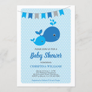 Whale Boy Baby Shower Invitation