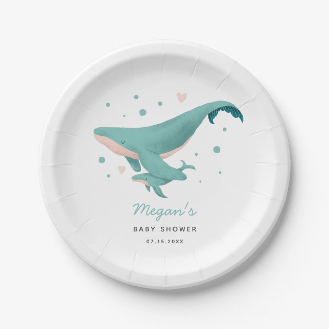 Whale Boy Baby Shower Paper Plate (Front)