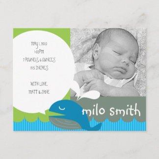 Whale Boy Birth Announcement