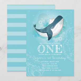 Whale Boy Birthday Invitation