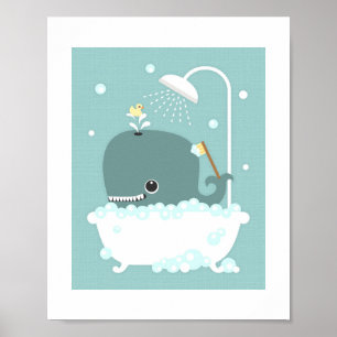 Whale Bubble Bath Poster Print