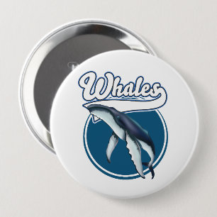 Whale cartoon logo 10 cm round badge