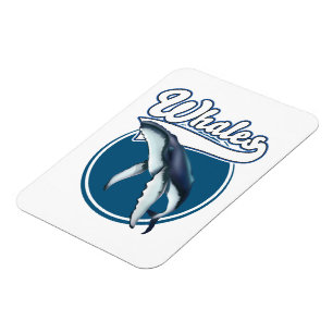 Whale cartoon logo magnet
