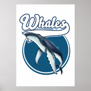 Whale cartoon logo poster