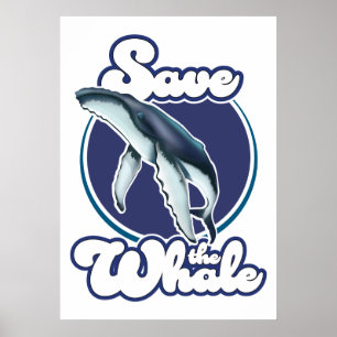 Whale cartoon logo poster