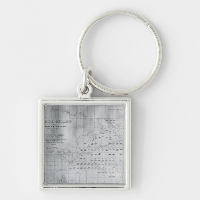 Whale Chart of the North Pacific, 1851 Key Ring (Front)