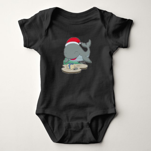 Whale Christmas Package Baby Bodysuit (Front)