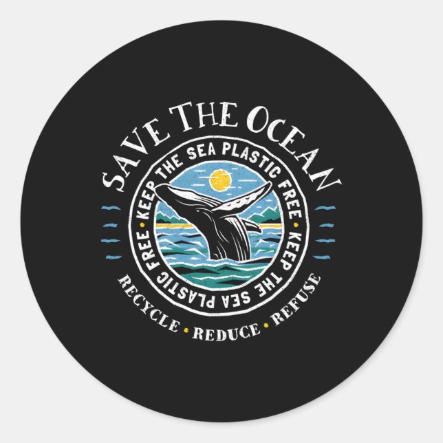 Whale Conservation Save The Ocean Classic Round Sticker (Front)
