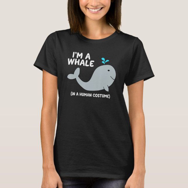 Whale Costume Halloween Graphic Cute Grey Whales T-Shirt (Front)