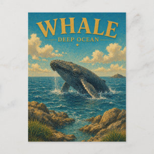 Whale Deep Ocean Watercolor GeoSaga Postcard