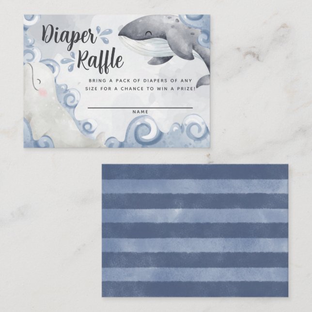 Whale Diaper Raffle Card Insert (Front/Back)