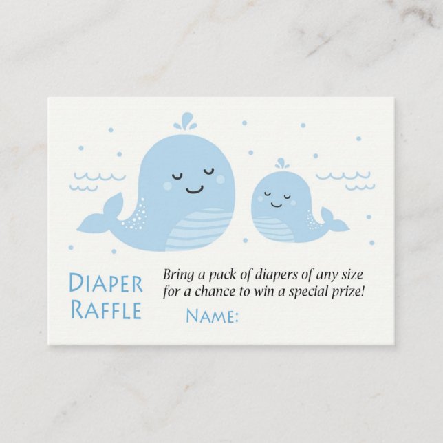 Whale Diaper Raffle Tickets (Front)