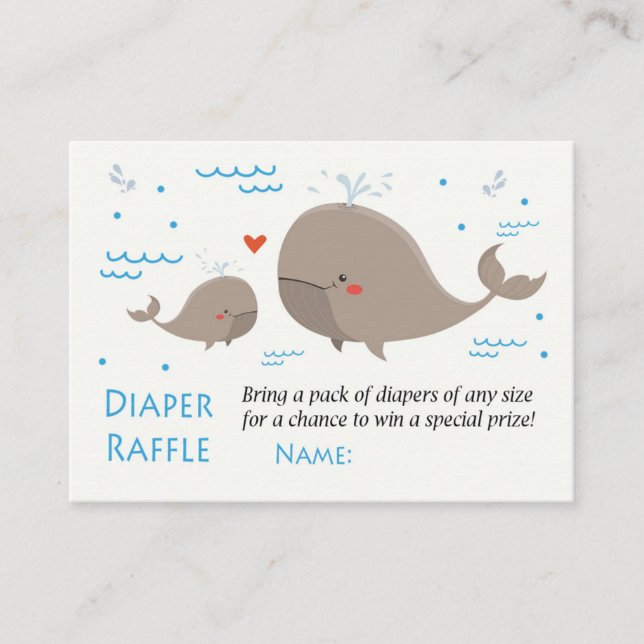 Whale Diaper Raffle Tickets (Front)
