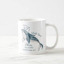 Whale Done Grad White Blue Modern Graduation Gift 