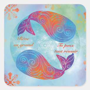 Whale dream square sticker