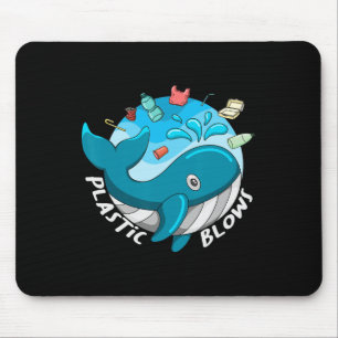 Whale Earth Day Plastic Blows Sea Pollution Recycl Mouse Mat