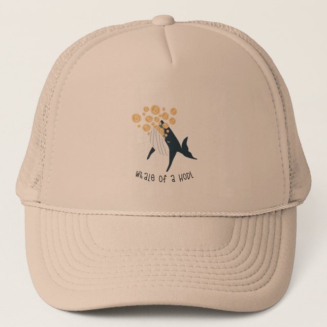 Whale eating Bitcoins funny Trucker Hat (Front)