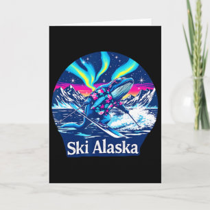 Whale Enjoying Skiing In Alaska Adventure Card