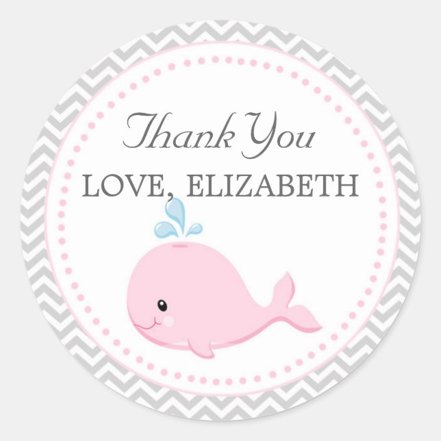Whale Favour Label Thank You Sticker (Front)