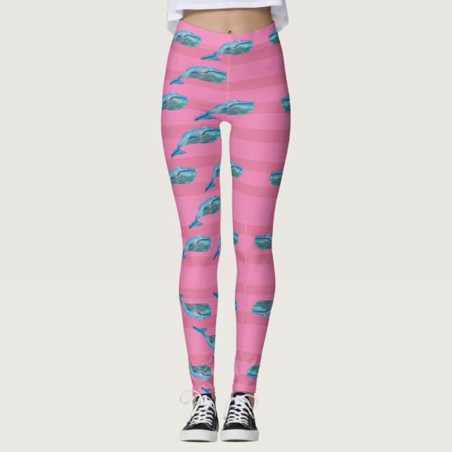 Whale Fish Animals art  Leggings (Front)