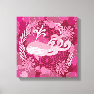 Whale flower of life canvas print