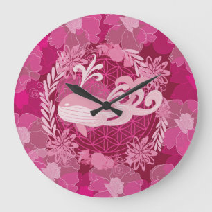 Whale flower of life large clock