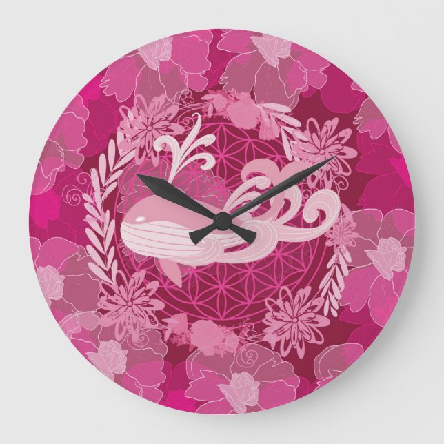 Whale flower of life large clock (Front)