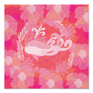 Whale flower of life photo print
