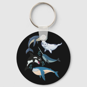 Whale For Whale Lovers Blue Beluga Orca Key Ring