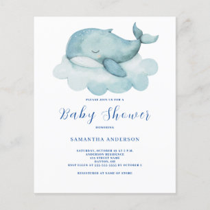 Whale Gender Neutral Budget Baby Shower Invitation Flyer