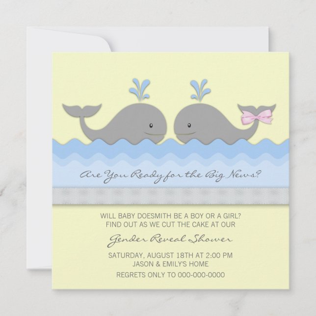 Whale Gender Reveal Party Invitation (Front)
