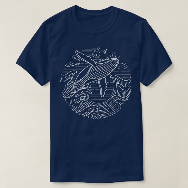 Whale Gifts Mens Ocean Waves Humpback Whale Gifts  T-Shirt (Design Front)