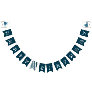Whale Happy Birthday Banner - Bunting Flag