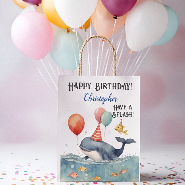 Whale Have a Splash Personalised Boys Birthday Medium Gift Bag (Creator Uploaded)
