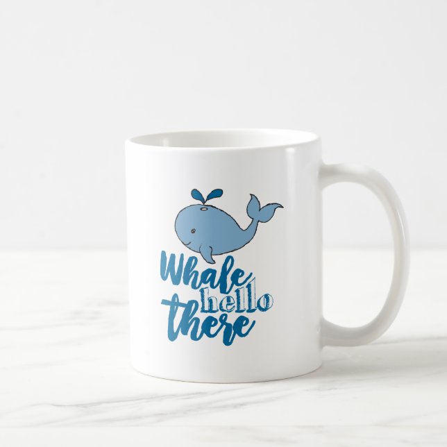 Whale Hello There Whale Cartoon Cute Baby Whale De Coffee Mug (Right)