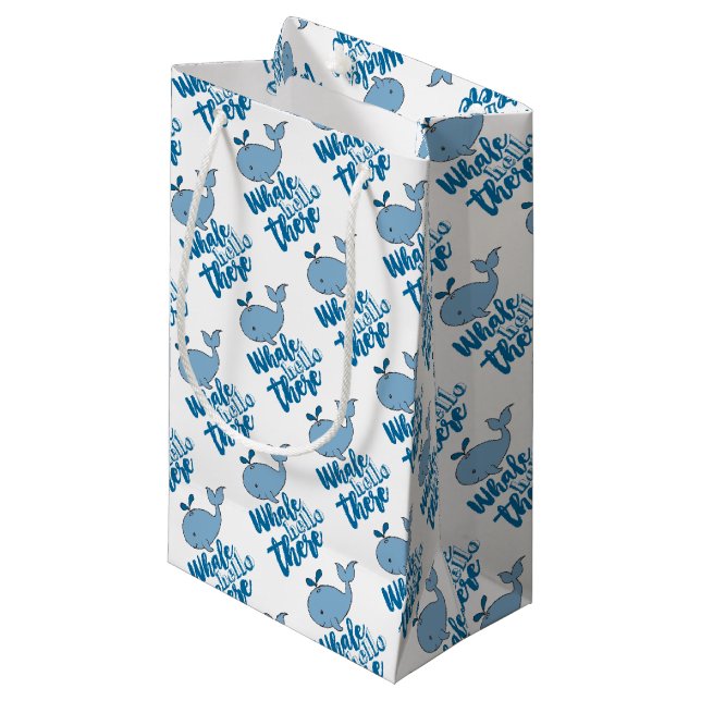 Whale Hello There Whale Cartoon Cute Baby Whale De Small Gift Bag (Front Angled)