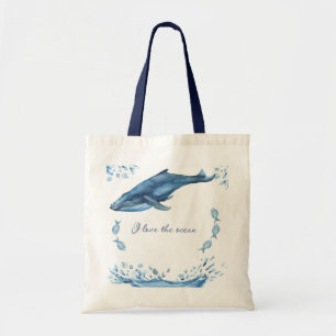 Whale. I Love the Ocean. Tote Bag