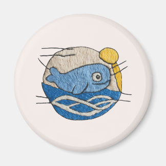 Whale in embroidery design magnet