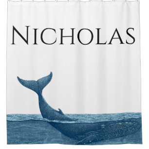 Whale in ocean shower curtain