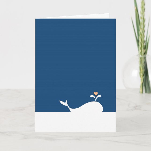 Whale in the blue ocean with love heart holiday card (Front)